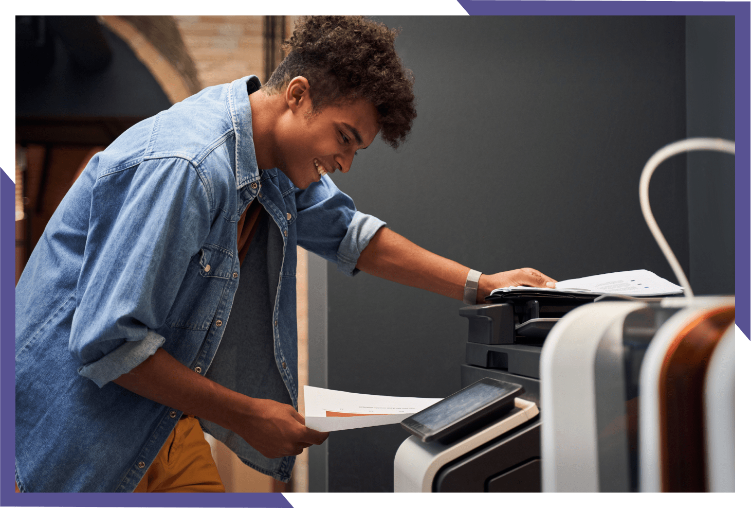 Man Taking a Printout
